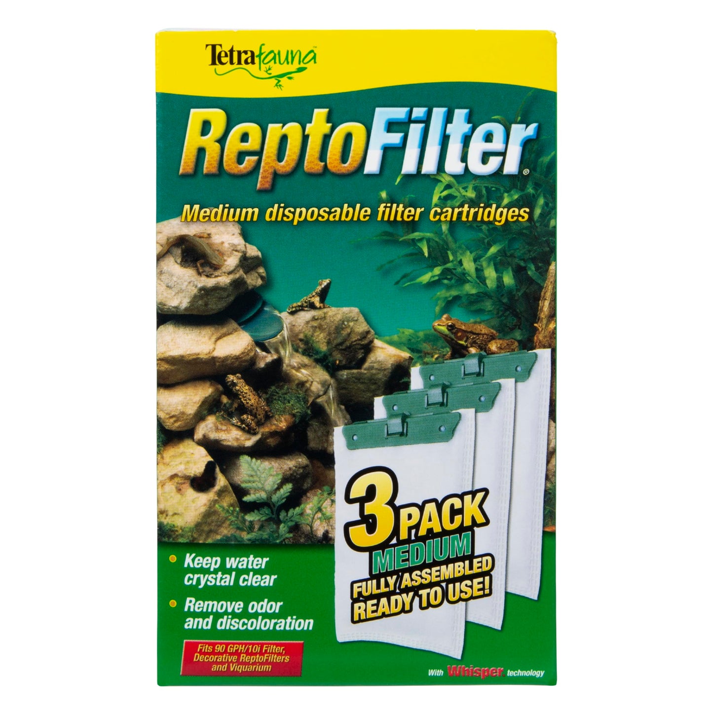 TetraFauna ReptoFilter Filter Cartridges, Size Medium, Filter Cartridge Refills, 3 Count