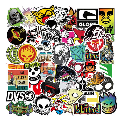 Skateboard Stickers 100Pcs/Pack Cool Waterproof Stickers for Laptop Water Bottle Suitcase Phone, Skateboarding Stickers Decal for Teens Boys Adults