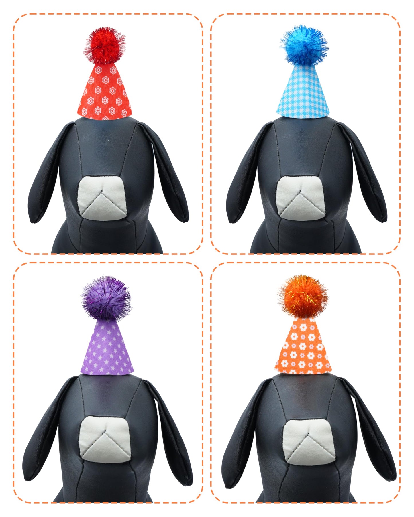 PET SHOW 10 Pack Mini Party Hats for Small Dog Birthday Stuffed Animals Dolls Puppy Cats Adjustable Headband Colorful Holiday Felt Hats Kitten Pet Grooming Costume Accessories