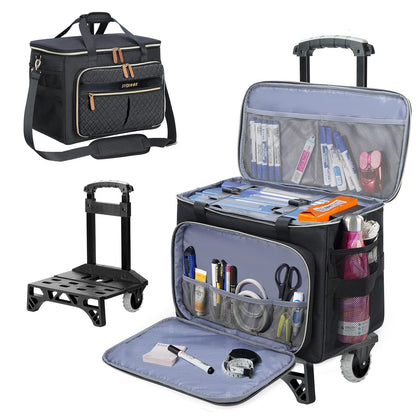 Sydioor Rollwagen für Lehrer, geräumige Tragetasche mit Rollen – ideal für Nähzubehör, Laptop und Bücher