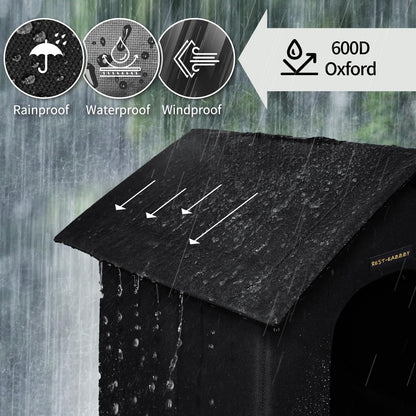 Rest-Eazzzy Outdoor Cat House, Feral Cat House Insulated with Mat and Clip, Weatherproof and Insulated, Cat Beds for Cats Kittens Puppies, Never Blow Away (Black, M 13" X 17" X 20")