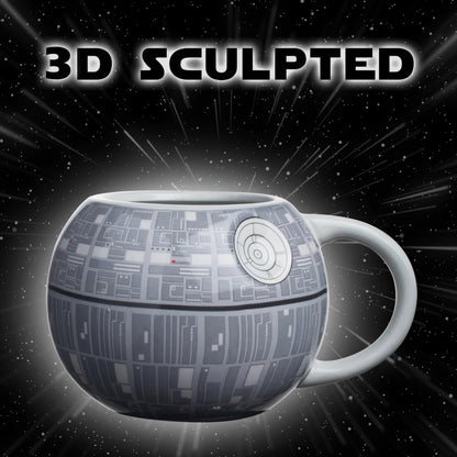 Silver Buffalo Star Wars Todesstern 3D-geformter Keramikbecher für Cappuccino, Latte oder heißen Tee, 590 ml, Grau-Mehrfarbig SV9195