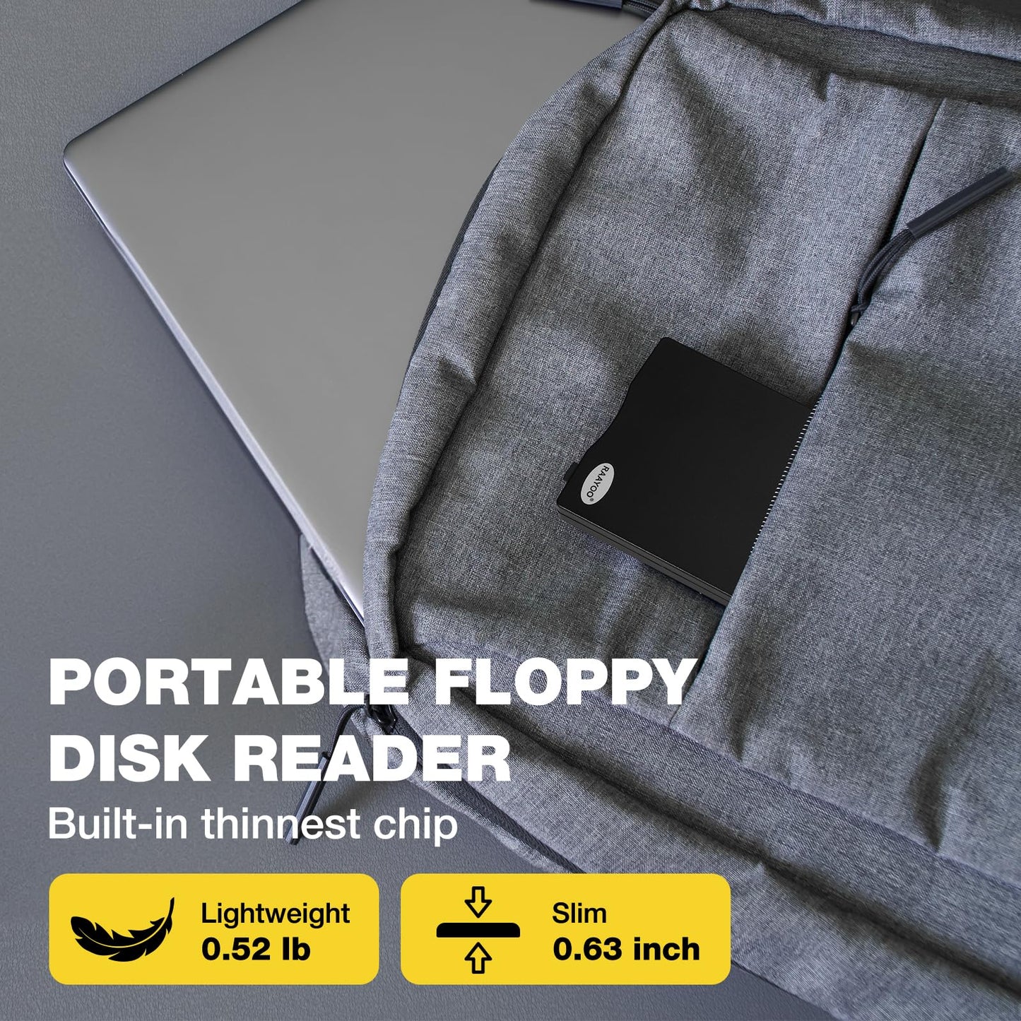 RAAYOO Floppy Disk Reader USB Type A/C Floppy Disk Drive/Player/Converter External 3.5 inch 1.44 MB Floppy Disc Reader Compatible with Windows 11/10/8/7/XP/2000 PC Laptop and Desktop