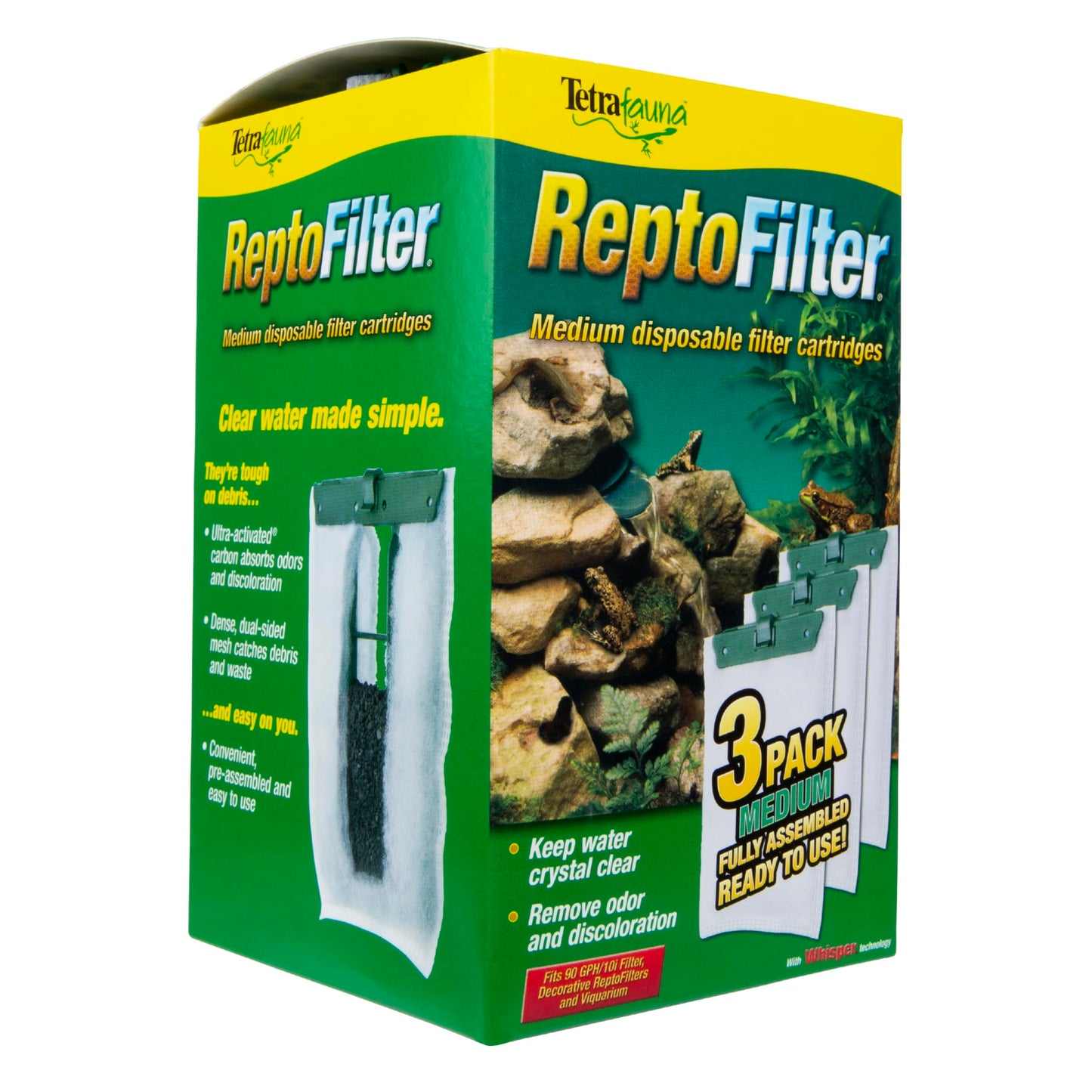 TetraFauna ReptoFilter Filter Cartridges, Size Medium, Filter Cartridge Refills, 3 Count