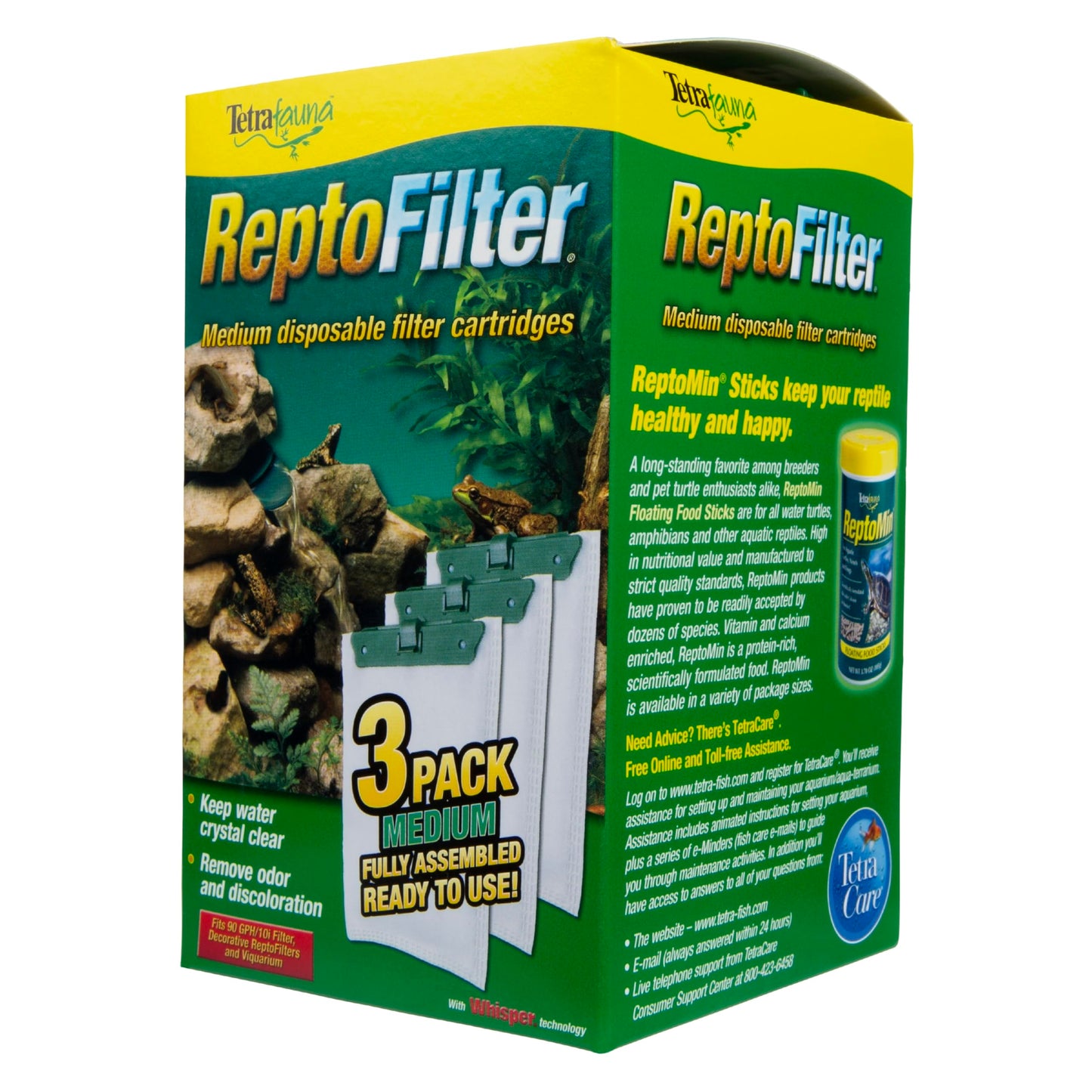 TetraFauna ReptoFilter Filter Cartridges, Size Medium, Filter Cartridge Refills, 3 Count