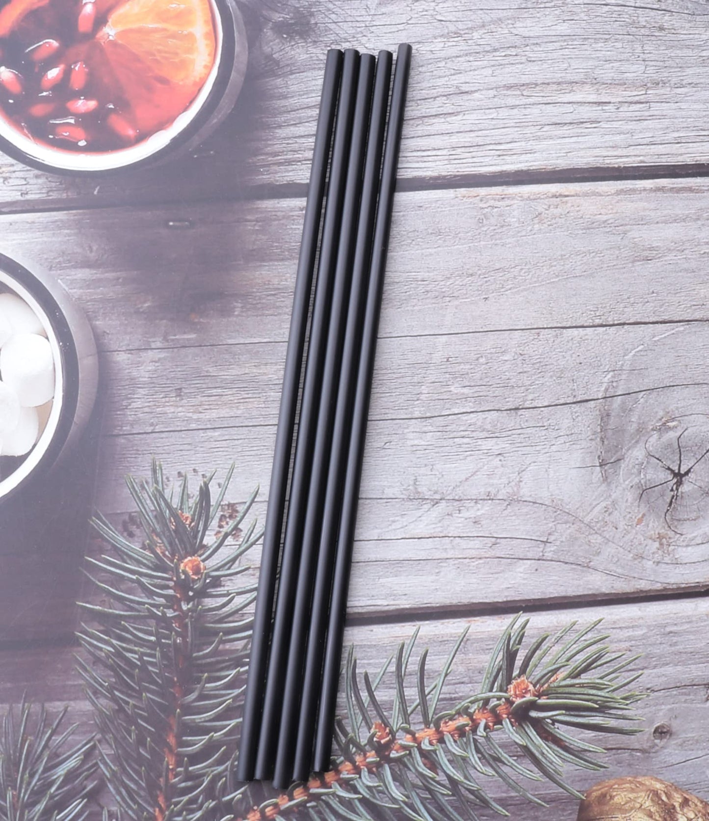 Sowaka 100 Pcs Plastic Straws Disposable Black Hot Drinking Coffee Stirrers for Chocolate Tea Cup Cocktail Party Supplies Favors Home Bar Water Cold Drink Accessories (7.87 inch/20 cm)