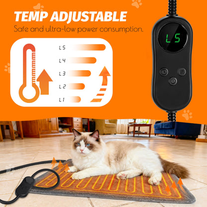 PatiencET Heated Cat House for Outside, Foldable Weatherproof Insulated Outdoor Cat House, Adjustable Temperature, Elevated Base with Ground Stakes, for Indoor/Outdoor Cats