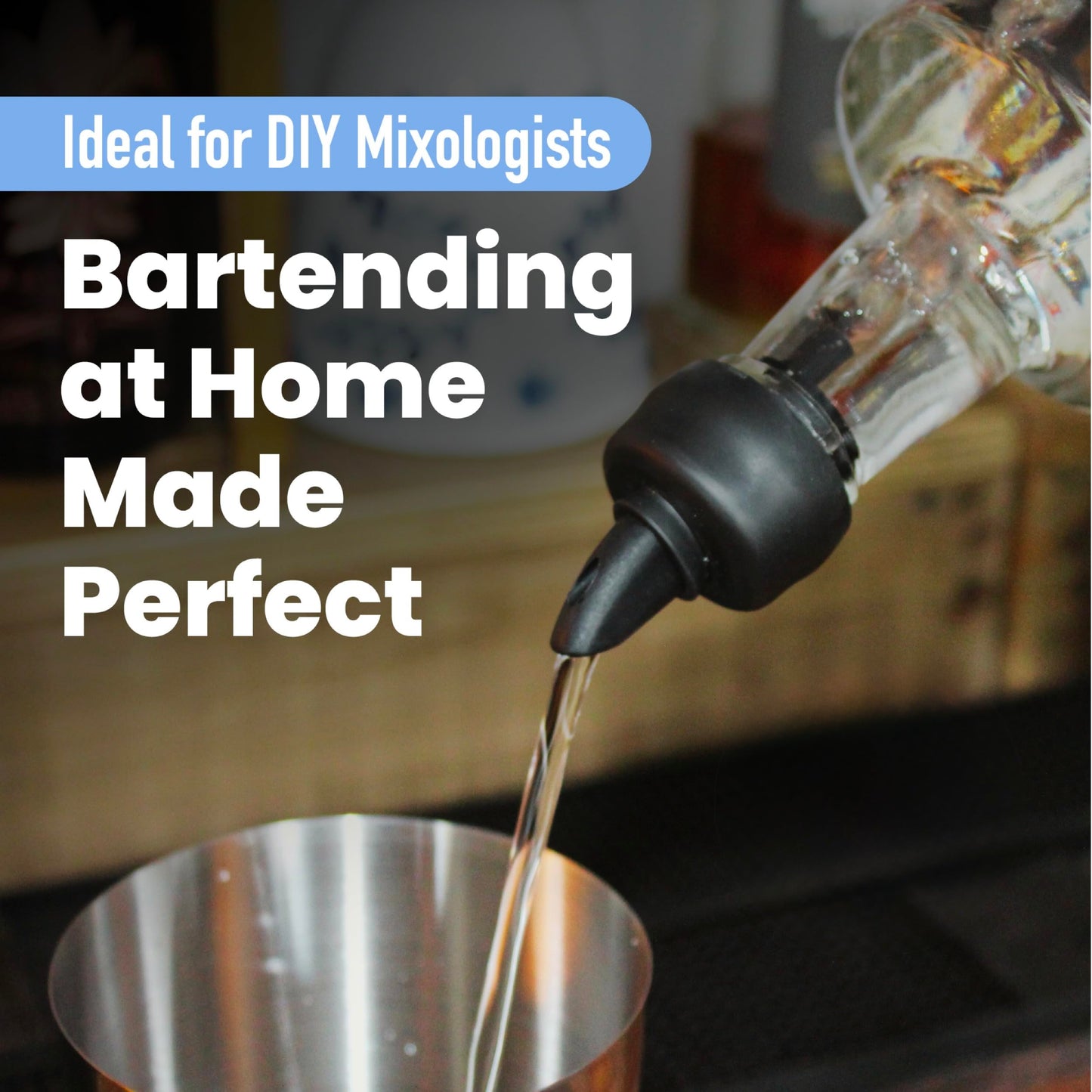 The Pure Pour Liquor Bottle Pourers - Leak-Proof Pour Spouts with Dust Caps - Fits Most Alcohol, Syrup, Olive Oil & Vinegar Bottles - Dishwasher Safe - 10 Pack