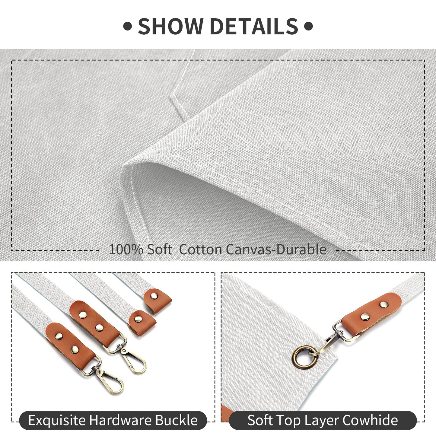 ZOMAO Kochschürze, Baumwoll-Canvas-Schürze mit gekreuztem Rückenteil und Taschen für Damen und Herren, verstellbare Träger und große Taschen, Küchenschürze zum Kochen und Backen 