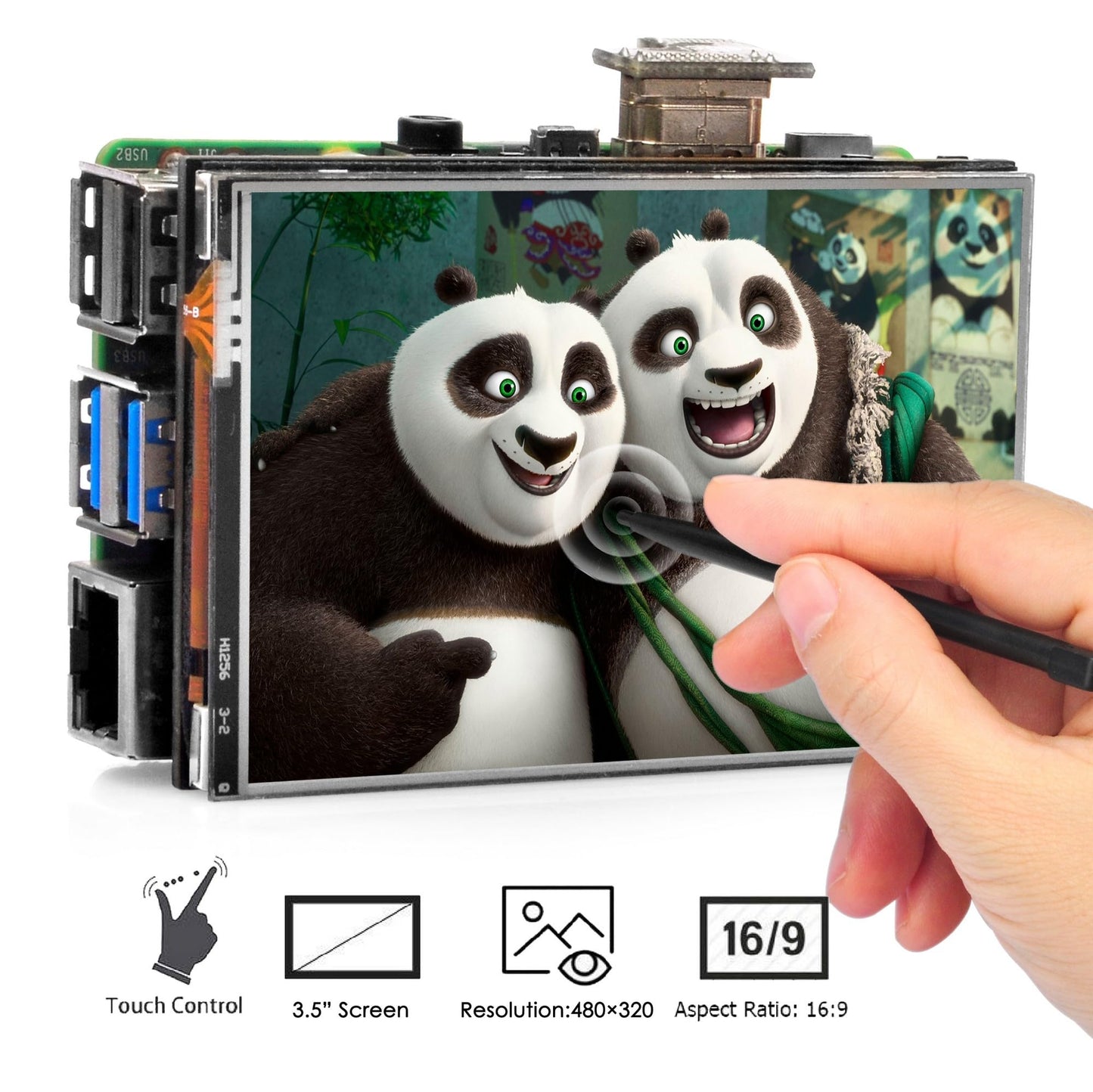 OSOYOO 3.5 inch HDMI LCD Touch Screen Monitor Display TFT 480 * 320 Pixel Resolution for Raspberry Pi 5 4 3 Model B B+ 2 with Stylus Pen