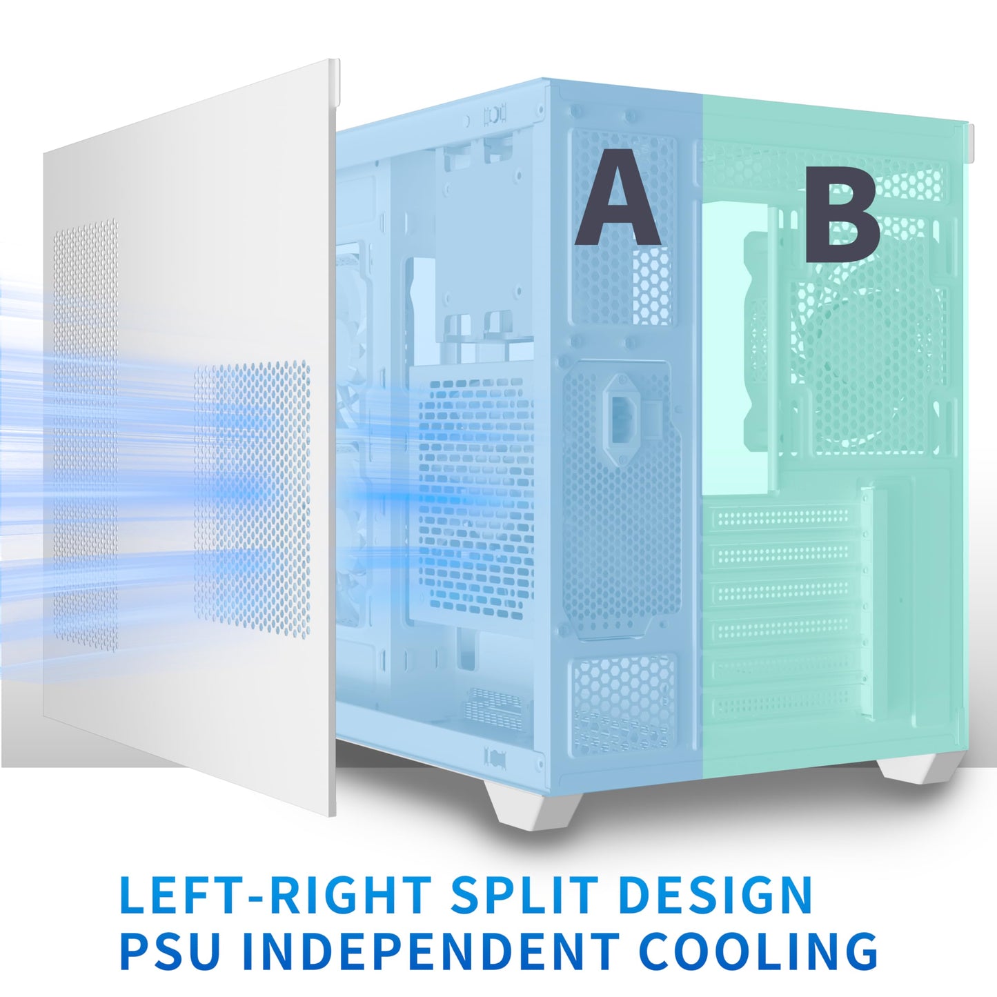 MUSETEX ATX PC Case, 360MM RAD Support, 3 x 120mm Non-ARGB Fans Pre-Installed, 270° Full View Tempered Glass Gaming PC Case with Type-C, Mid Tower ATX Computer Case, White, Y6