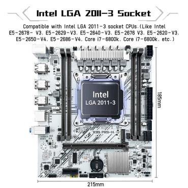 SHANGZHAOYUAN X99 LGA 2011-3 Motherboard for Intel Xeon E5 V3/V4 and Core i7 Series Processors (Micro ATX, DDR4 Max 128GB, PCIe 3.0, M.2 Protocol, Gigabit LAN) PC Server Mainboard, X99 PR9-H White