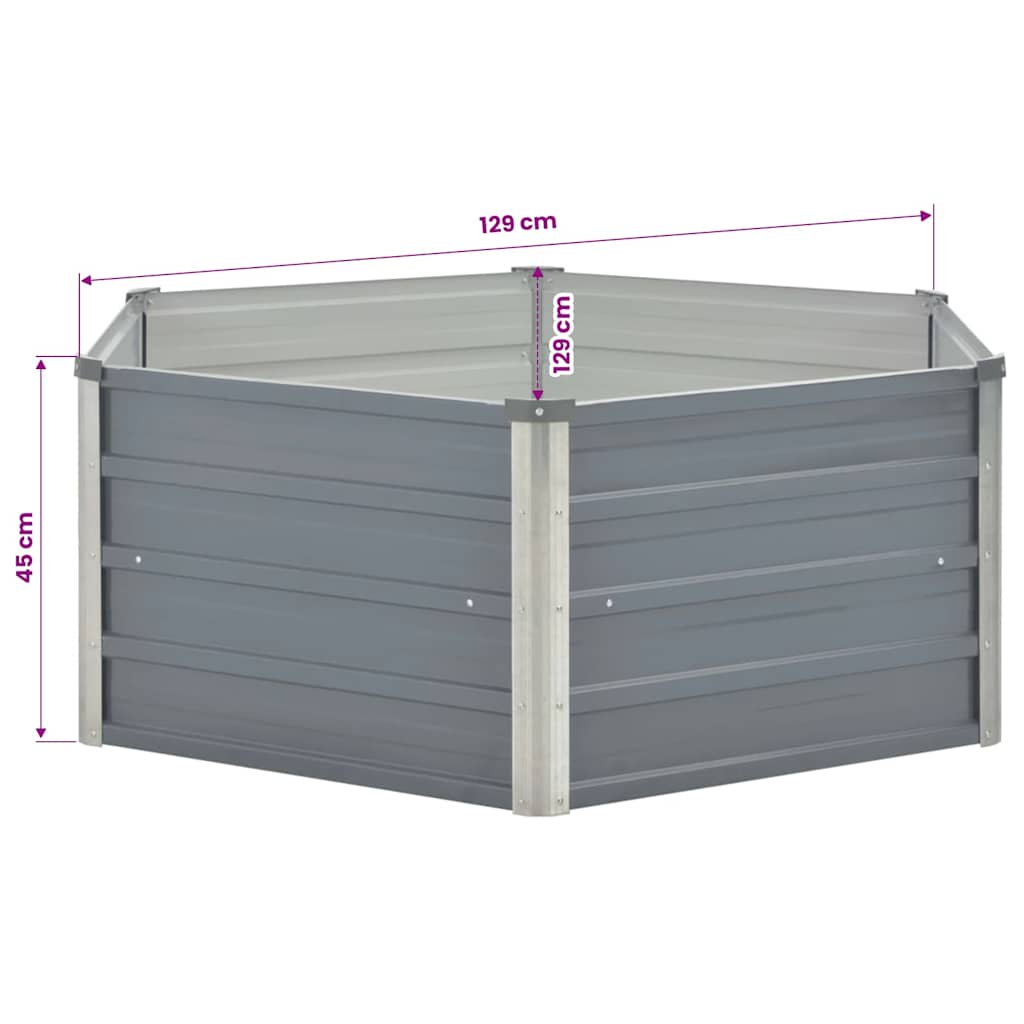 Hochbeet 129 x 129 x 46 cm Verzinkter Stahl Grau