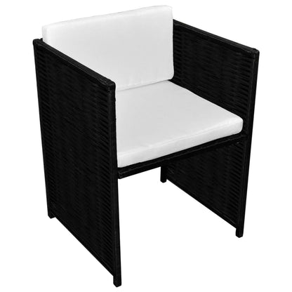 3-tlg. Bistro-Set mit Auflagen Poly Rattan Schwarz