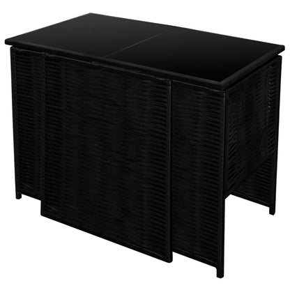 3-tlg. Bistro-Set mit Auflagen Poly Rattan Schwarz
