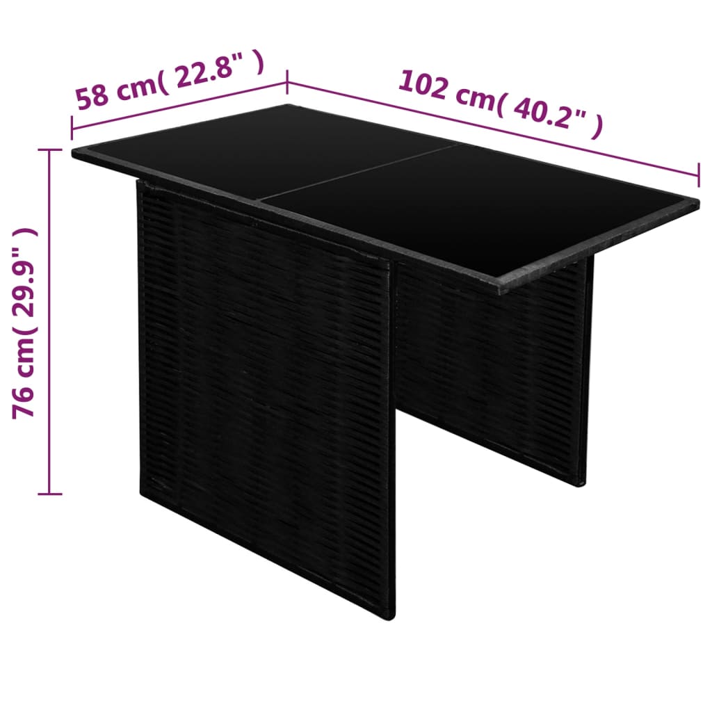 3-tlg. Bistro-Set mit Auflagen Poly Rattan Schwarz