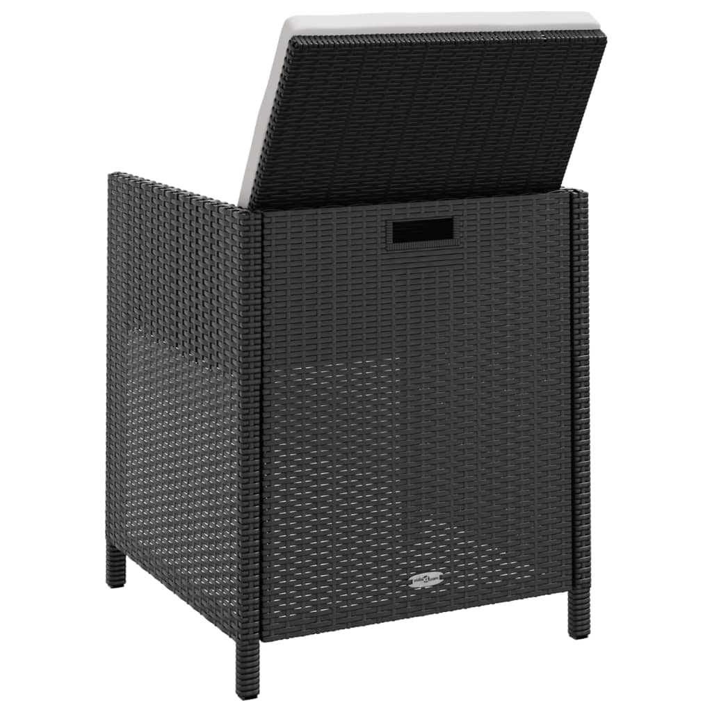 5-tlg. Garten-Essgruppe Poly Rattan Akazienholz Schwarz