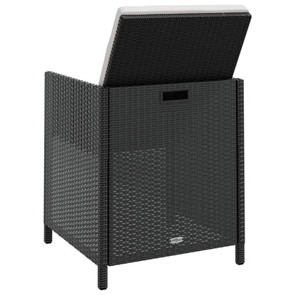 5-tlg. Garten-Essgruppe Poly Rattan Akazienholz Schwarz