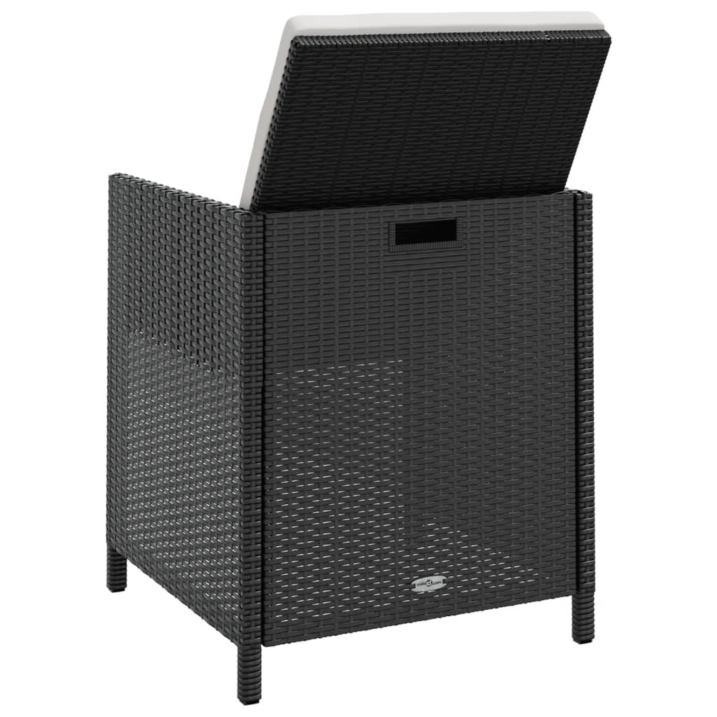 13-tlg. Garten-Essgruppe mit Auflagen Poly Rattan Schwarz