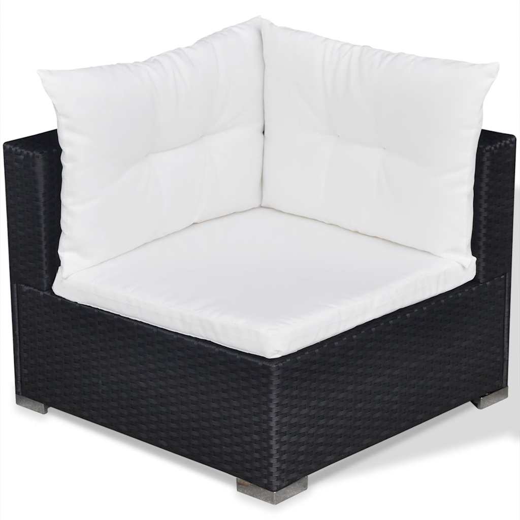 6-tlg. Garten-Lounge-Set mit Kissen Poly Rattan Schwarz
