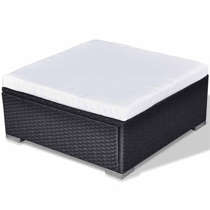 6-tlg. Garten-Lounge-Set mit Kissen Poly Rattan Schwarz