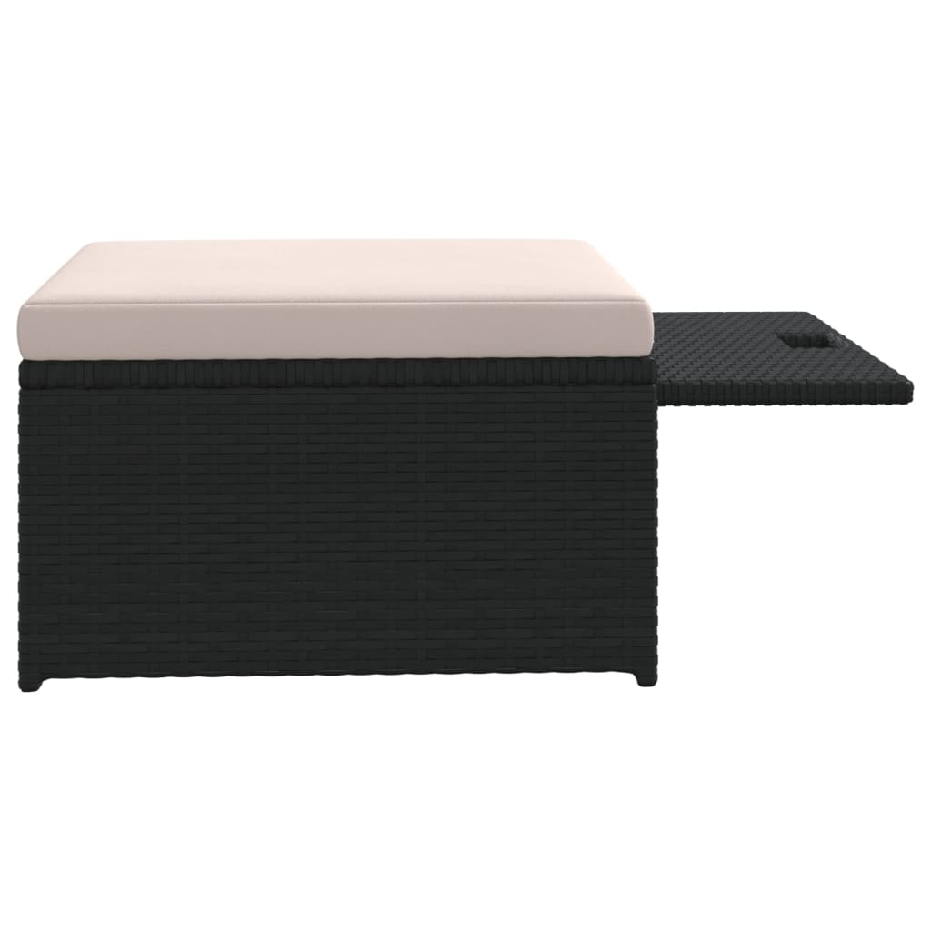 4-tlg. Garten-Lounge-Set mit Auflagen Poly Rattan Schwarz