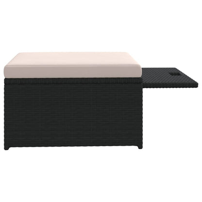 4-tlg. Garten-Lounge-Set mit Auflagen Poly Rattan Schwarz