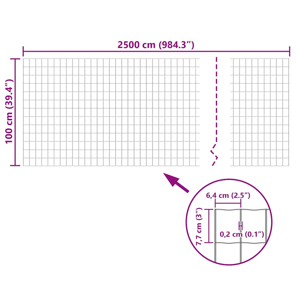 Eurozaun Stahl 25 x 1 m Grau