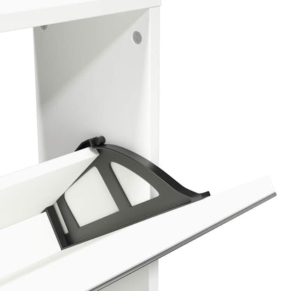 Schuhschrank mit 5 Fächern Spiegel Weiß 63×17×169,5 cm