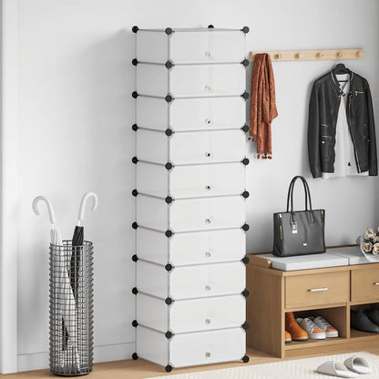 Schuh-Organizer Zusammenklappbar mit 10 Fächern Weiß