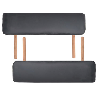 Massageliege 2-Zonen mit Hocker Klappbar 10 cm Sitz Schwarz