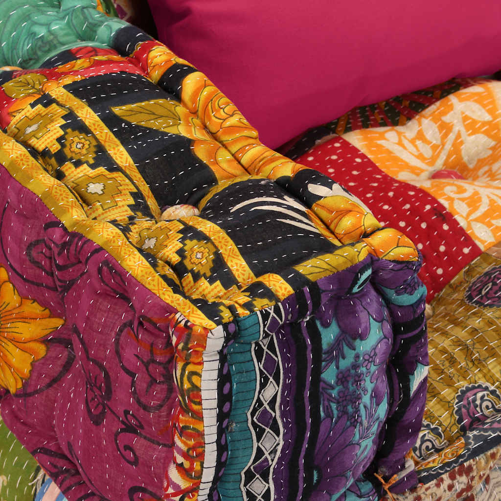 4-Sitzer Modularer Pouf Patchwork Stoff