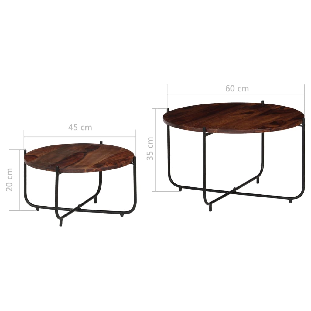 2-tlg. Couchtisch-Set Massivholz Akazie 60x35 cm