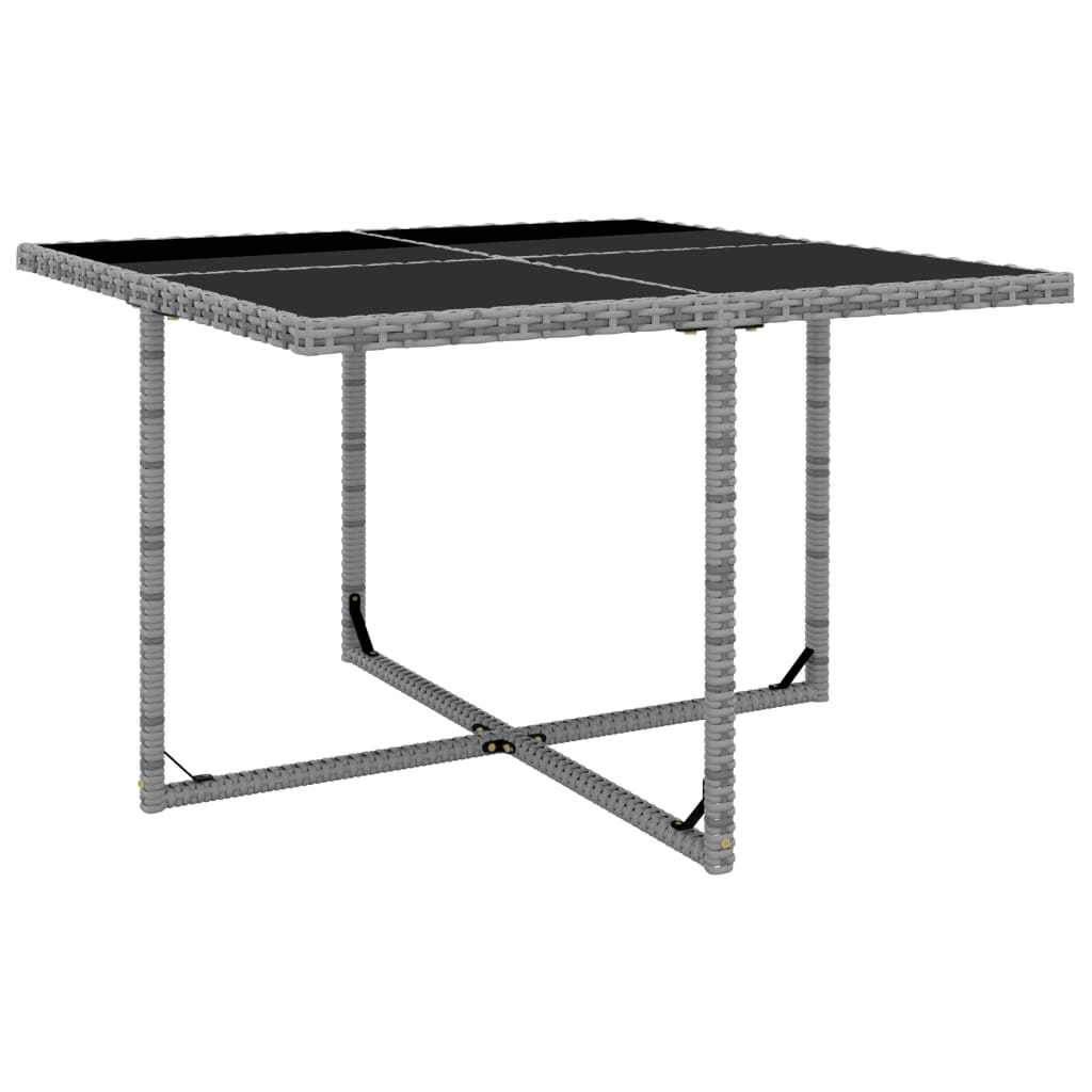 5-tlg. Garten-Essgruppe mit Auflagen Poly Rattan Grau