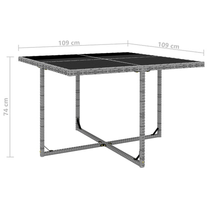 5-tlg. Garten-Essgruppe mit Auflagen Poly Rattan Grau