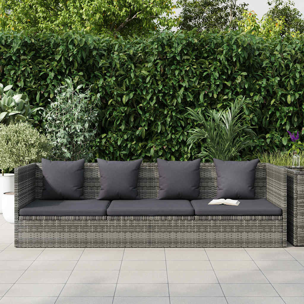 Garten-Sofabett 200x60 cm Poly Rattan Grau