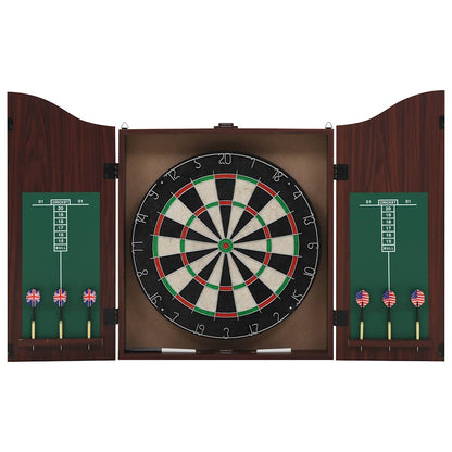 Professionelles Dartboard Sisal mit Schrank und 6 Dartpfeilen