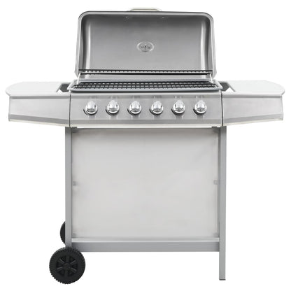 Gasgrill mit 6 Flammen Edelstahl Silbern