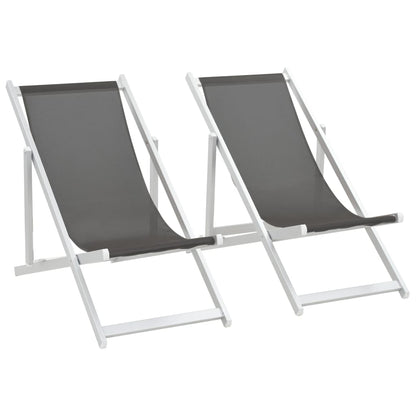 Klappbarer Strandstuhl 2 Stk. Aluminium und Textilene Grau