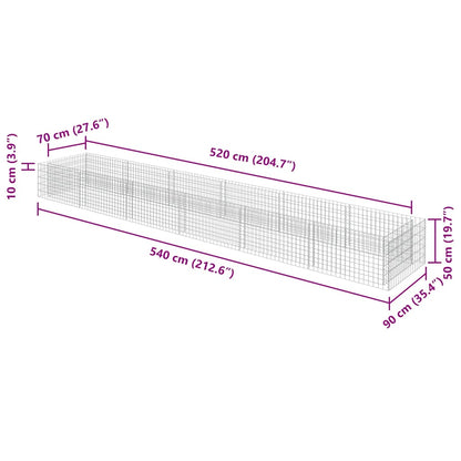 Gabionen-Hochbeet Verzinkter Stahl 540×90×50 cm