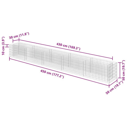 Gabionen-Hochbeet Verzinkter Stahl 450×50×50 cm