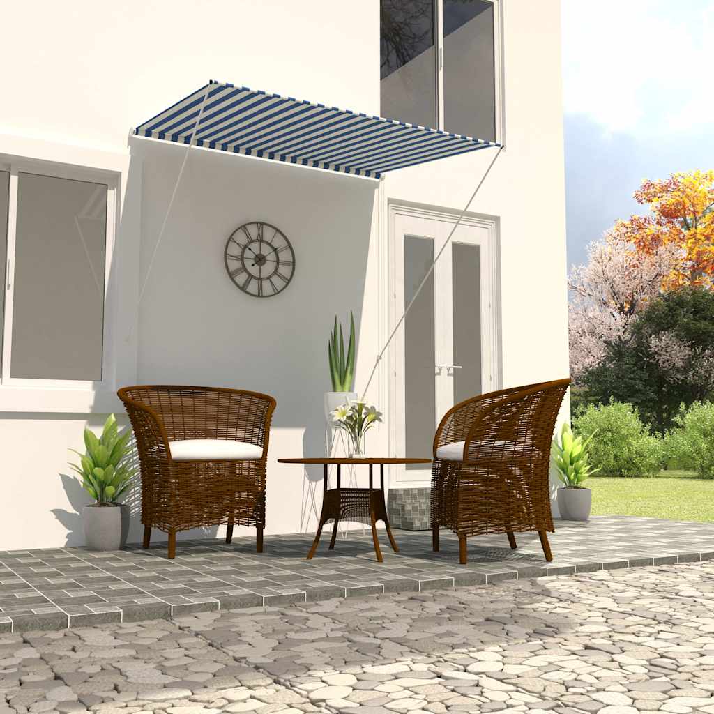 Einziehbare Markise 150×150 cm Blau und Weiß