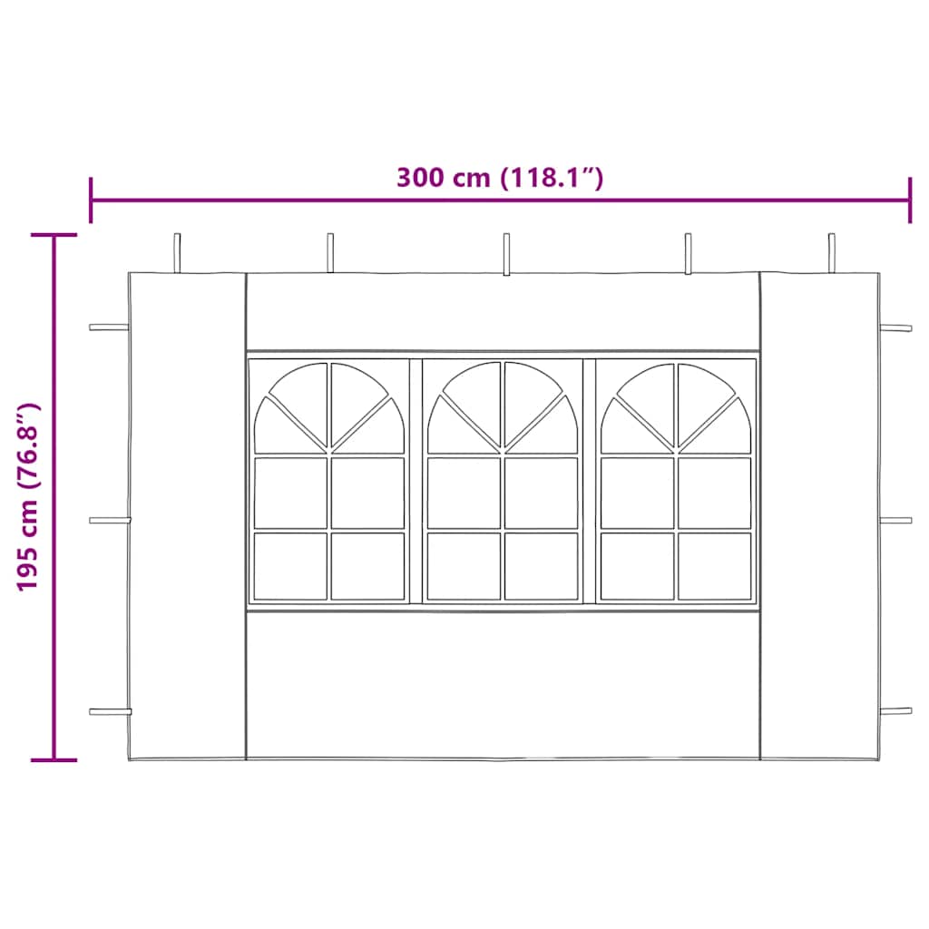 Partyzelt-Seitenwände 2 Stück mit Fenster PE Blau