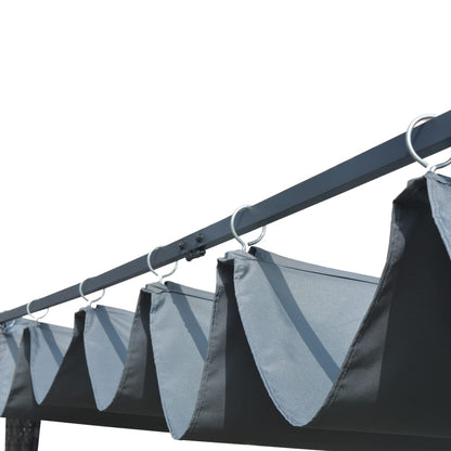 Pavillon mit Schiebedach Poly Rattan 400x400x200 cm Grau