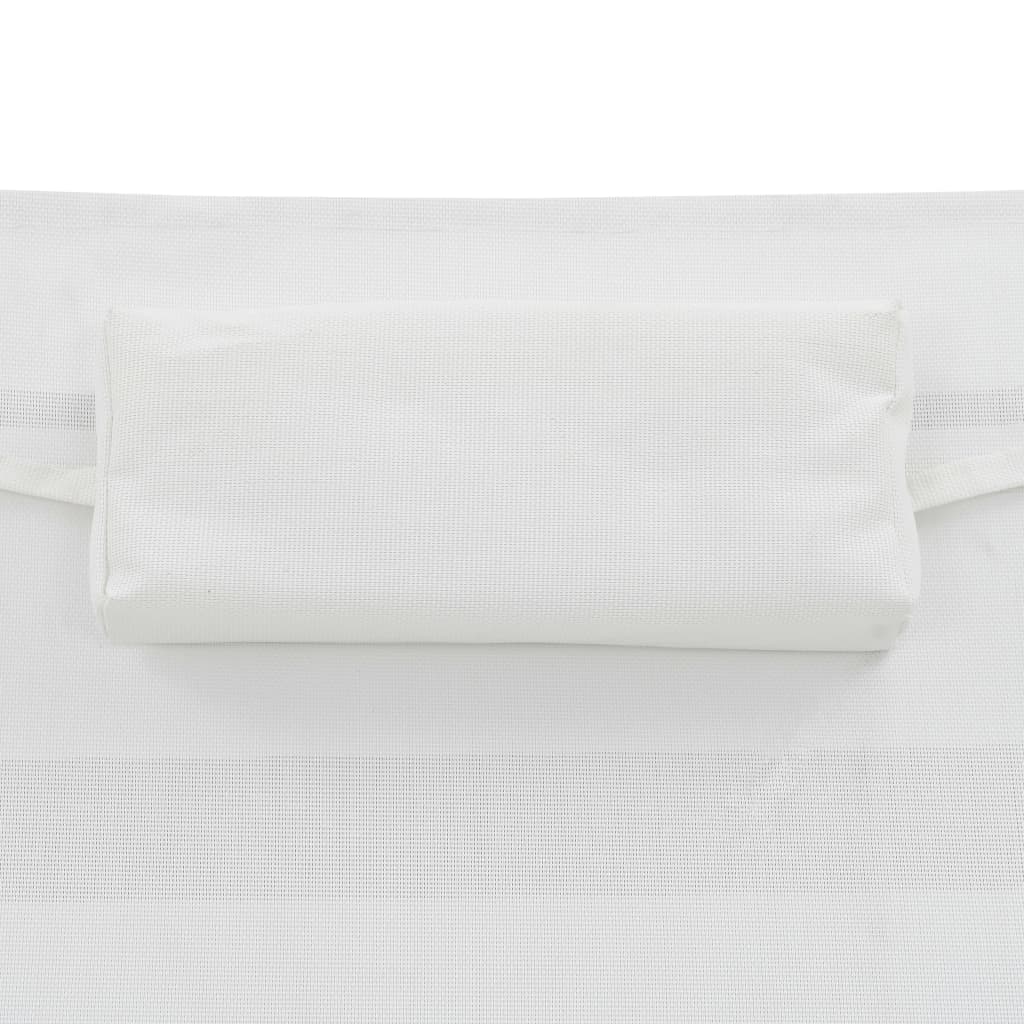 Sonnenliegen 2 Stk. mit Tisch Poly Rattan und Textilene Schwarz