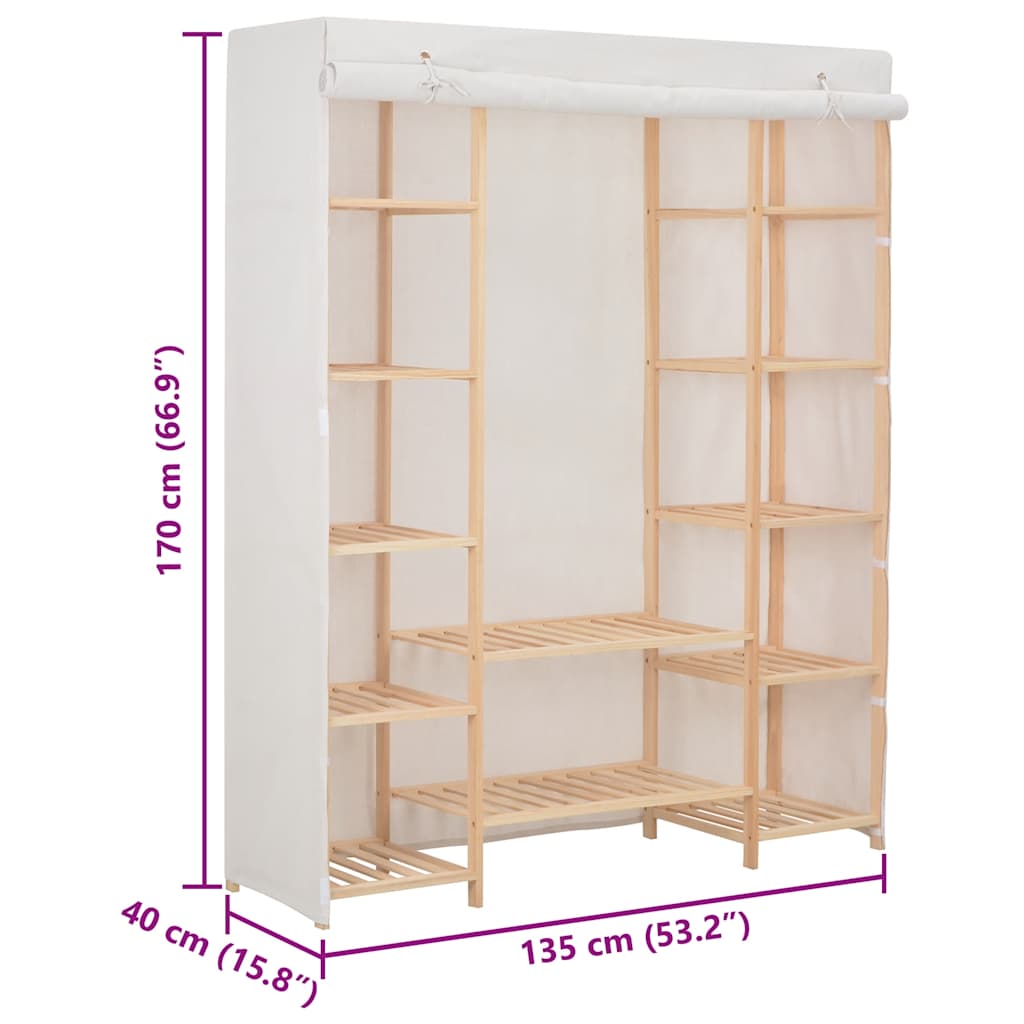 Kleiderschrank Weiß 135 x 40 x 170 cm Stoff