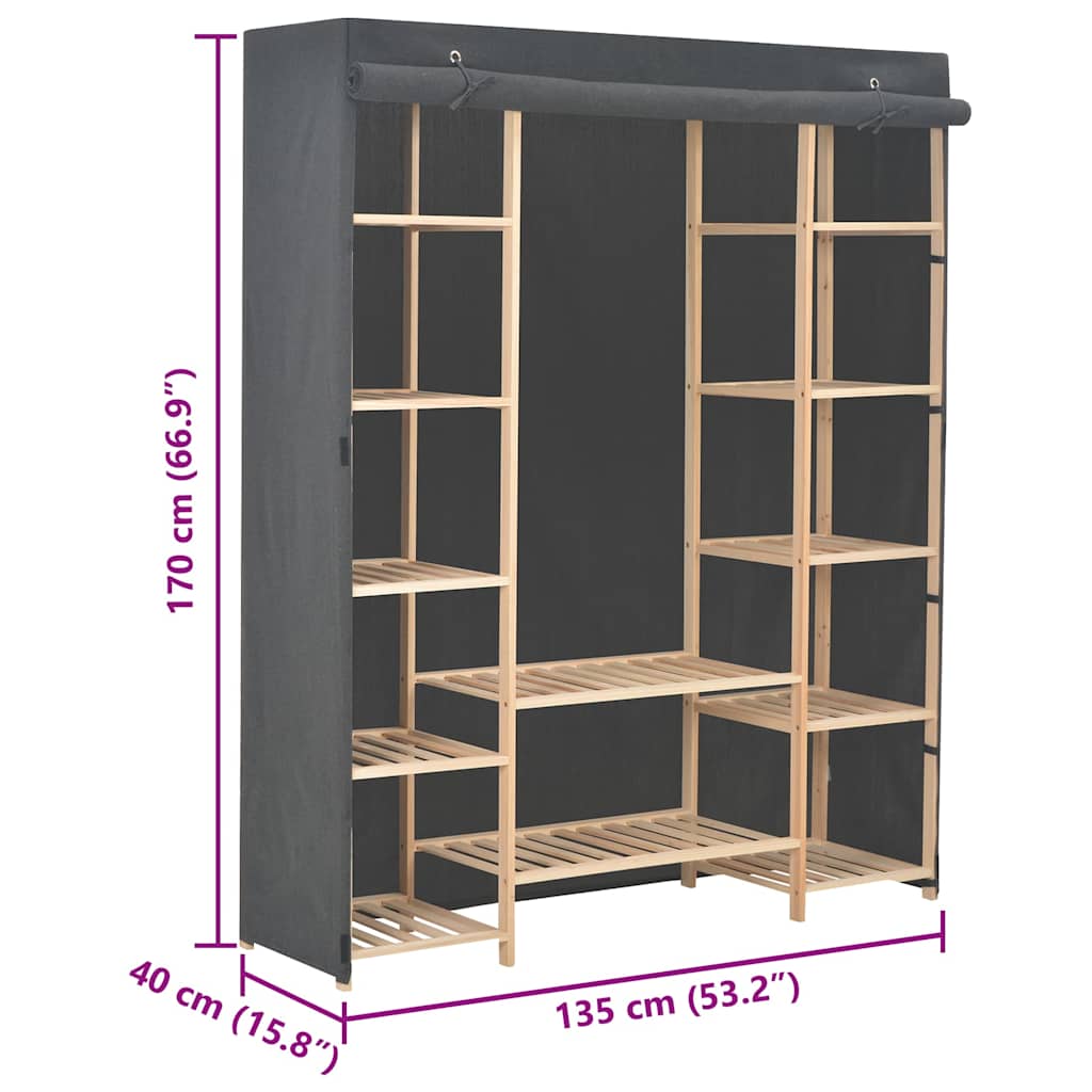 Kleiderschrank Grau 135 x 40 x 170 cm Stoff