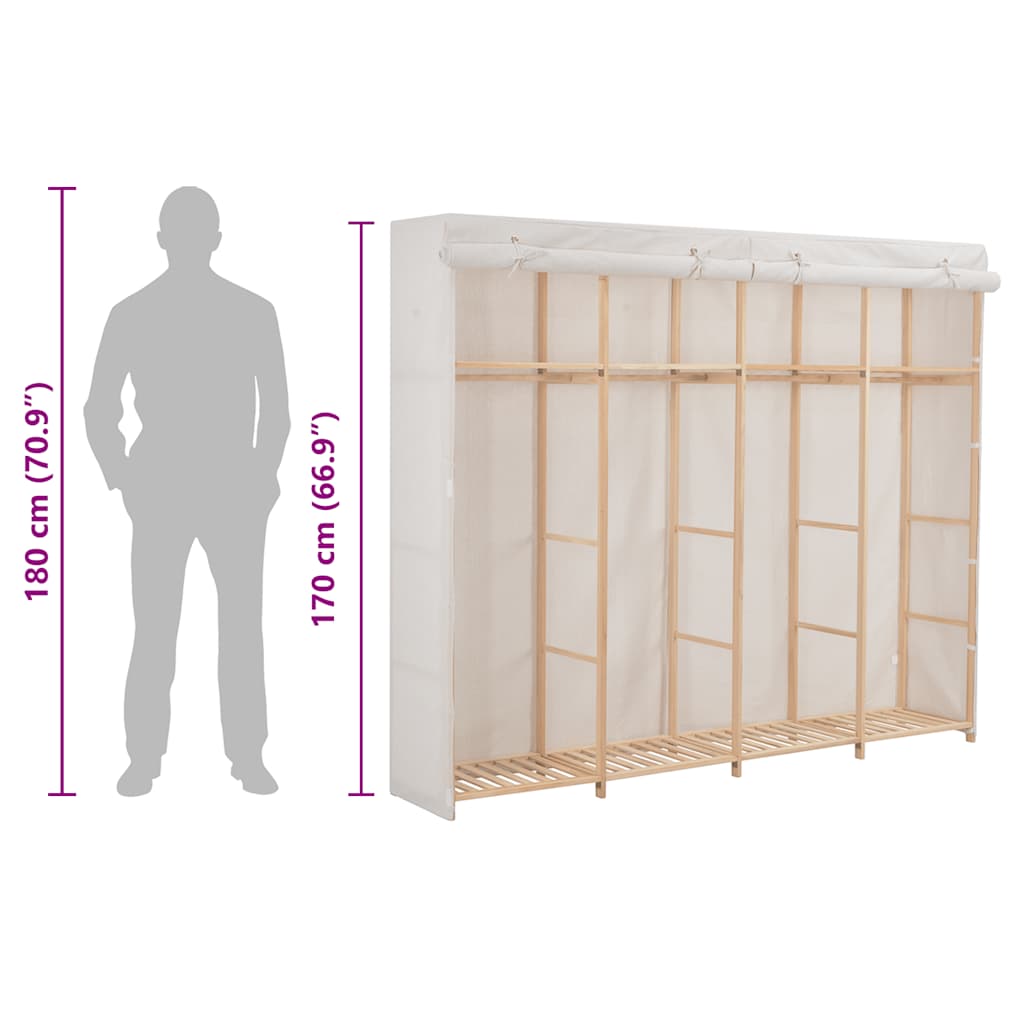 Kleiderschrank Weiß 200 x 40 x 170 cm Stoff