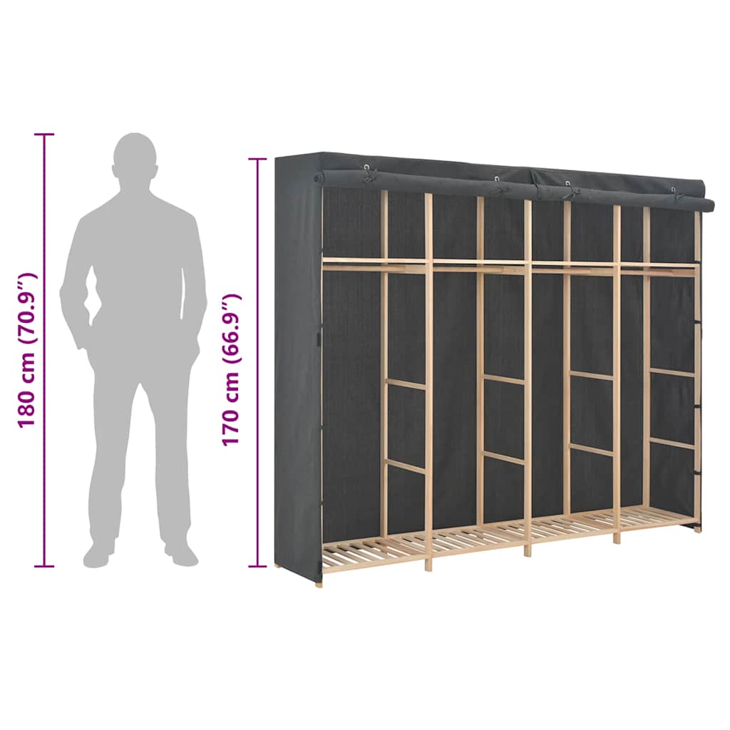 Kleiderschrank Grau 200 x 40 x 170 cm Stoff