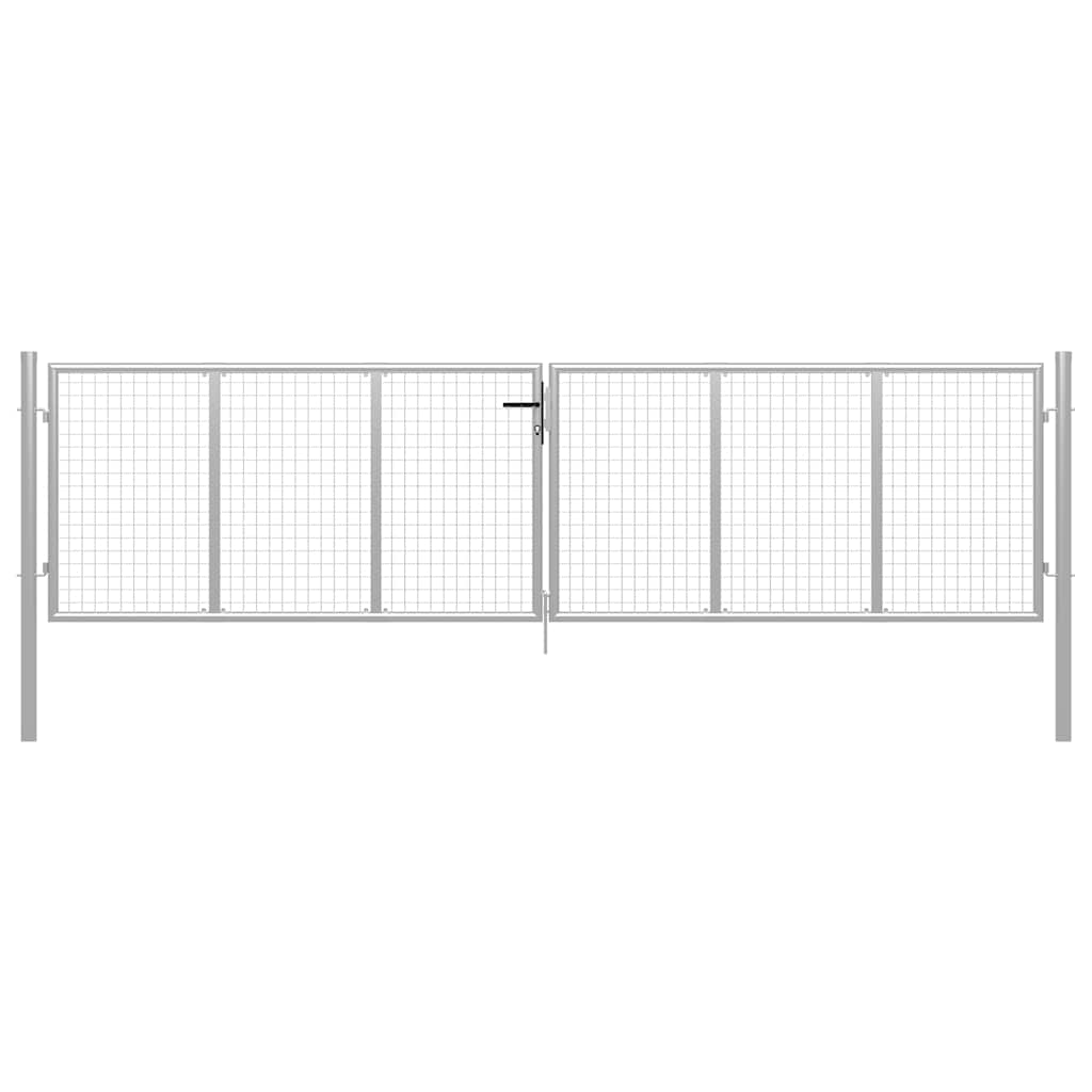 Gartentor verzinkter Stahl 400 x 100 cm Silber